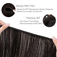 Wennalife Sew In Hair Extensions Real Human Hair 20 Inch 100G Natural Black Machine Weft Hair Extensions Human Hair Hand Tied W