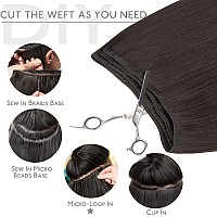 Wennalife Sew In Hair Extensions Real Human Hair 20 Inch 100G Natural Black Machine Weft Hair Extensions Human Hair Hand Tied W