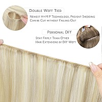 Wennalife Sew In Hair Extensions Real Human Hair 20 Inch 100G Ash Blonde Highlighted Platinum Blonde Machine Weft Hair Extensio