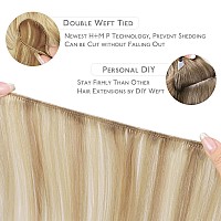 Wennalife Sew In Hair Extensions Real Human Hair 20 Inch 100G Light Blonde Highlighted Golden Blonde Machine Weft Hair Extensio