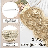 Kookastyle Invisible Wire Hair Extensions With Transparent Wire Adjustable Size 4 Secure Clips Long Wavy Secret Hairpiece 20 In