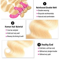 613 Blonde Bundles With Closure Brazilian Body Wave 3 Bundles With Closure Blonde Human Hair Bundles With Closure Remy Hair 22