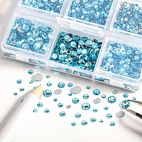 Beadsland 4300Pcs Flatback Rhinestonesblue Rhinestones Nail Gems Round Crystal Rhinestones For Craftsmixed 6 Sizes With Pickin