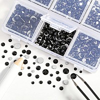 Beadsland 4300pcs Flatback Rhinestones,Black Rhinestones Nail Gems Round Crystal Rhinestones for Crafts,Mixed 6 Sizes with Picking Tweezers and Wax Pencil Kit, SS6-SS20,Jet Black