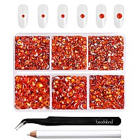 Beadsland 4300pcs Flatback Rhinestones,Orange Rhinestones Nail Gems Round Crystal Rhinestones for Crafts,Mixed 6 Sizes with Picking Tweezers and Wax Pencil Kit, SS6-SS20,Hyacinth/Orange