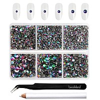 Beadsland 4300Pcs Flatback Rhinestones Green Rhinestones Nail Gems Round Crystal Rhinestones For Crafts Mixed 6 Sizes With Picki