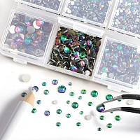 Beadsland 4300Pcs Flatback Rhinestones Green Rhinestones Nail Gems Round Crystal Rhinestones For Crafts Mixed 6 Sizes With Picki