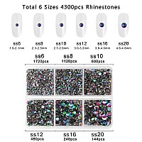 Beadsland 4300Pcs Flatback Rhinestones Green Rhinestones Nail Gems Round Crystal Rhinestones For Crafts Mixed 6 Sizes With Picki