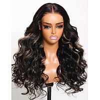 Unice Bye Bye Knots Glueless Wig Body Wave 7X5 Pre Cut Lace Front Wigs Human Hair Bleached Knots Balayage Black Blonde Highlight