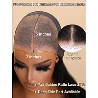 Unice Bye Bye Knots Glueless Wig Body Wave 7X5 Pre Cut Lace Front Wigs Human Hair Bleached Knots Balayage Black Blonde Highlight