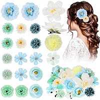 21 Pieces Flower Hair Clip Rose Hair Clips Hair Barrettes for Women Flower Hair Accessories Boho Bride Claw Clip Hairpin Brooch Pin Headpiece for Girls Wedding (Blue)