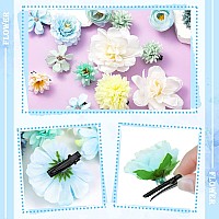 21 Pieces Flower Hair Clip Rose Hair Clips Hair Barrettes for Women Flower Hair Accessories Boho Bride Claw Clip Hairpin Brooch Pin Headpiece for Girls Wedding (Blue)