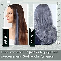 Runature Grey Blue Hair Extensions Clip In Real Human Hair 20 Inch Silky Clip On Remy Hair Extensions Seamless Light Blue Clip O