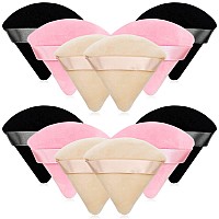 12 Pieces Cosmetic Powder Puff276 Inch Portable Soft Sponge Setting Face Puffstriangle Velvet Powder Puff With Ribbon Band Ha