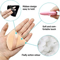 12 Pieces Cosmetic Powder Puff276 Inch Portable Soft Sponge Setting Face Puffstriangle Velvet Powder Puff With Ribbon Band Ha