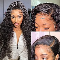 Sucoo 20 Inch Deep Wave Lace Front Wigs Human Hair Pre Plucked With Baby Hair Brazilian Curly Virgin Human Hair Glueless 13X4 Hd