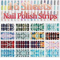 Silpecwee 16 Sheets Marble Print Nail Polish Strips Full Nail Wraps For Women Self Adhesive Nail Polish Stickers Gel Nail Strips