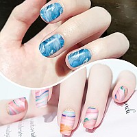 Silpecwee 16 Sheets Marble Print Nail Polish Strips Full Nail Wraps For Women Self Adhesive Nail Polish Stickers Gel Nail Strips