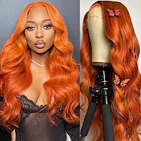 30 Inch Lace Front Wig Human Hair Pre Plucked 13X4 Ginger Orange Body Wave Human Hair Wigs For Black Women Hd Lace Frontal Wigs