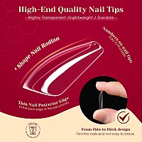 504Pcs Clear Medium Coffin Nail Tips Fake Nail Tips Rosalind Acrylic Full Cover Nail Tips For Extension Nail Art Soft Gel Nail