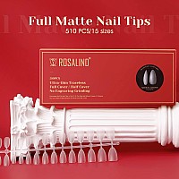 510Pcs Full Matte Short Almond Fake Nail Tips Rosalind Full Matte Acrylic Nail Tips Full Cover Gel Nail Tips For Nail Extension