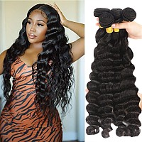 Borchan 4 Bundles Human Hair Brazilian Hair Loose Deep Wave Bundles 100 Unprocessed Virgin Loose Wave Human Hair Bundles For Bl