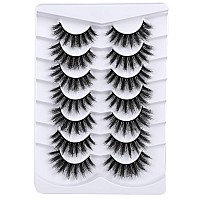 Mebver Lashes Eyelashes 8D Fluffy False Eyelashes Wispy Faux Mink Lashes Light Weight Fake Eyelashes cat Eye Lashes 7 Pairs Pack