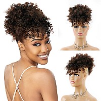 Cetiq Afro Puff Drawstring Ponytail With Faux Bangs Blonde Ponytail Extension Short Curly Hair Extensions Updo Hairpieces Ponyta