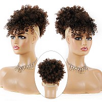 Cetiq Afro Puff Drawstring Ponytail With Faux Bangs Blonde Ponytail Extension Short Curly Hair Extensions Updo Hairpieces Ponyta