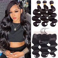 Body Wave Bundles Human Hair With Frontal Closure Body Wave Frontal With Bundles Virgin Hair Bundles With Transparent Frontal Hu