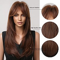 Haircube Long Layered Synthetic Hair Wigs For Women With Bang Reddish Brown