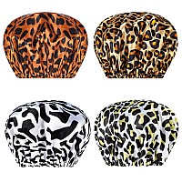 Amazerbath Shower Cap For Women 4 Pieces Waterproof Shower Caps Fashionable Reusable Bath Caps Eva Hair Cap For Double Waterp