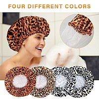 Amazerbath Shower Cap For Women 4 Pieces Waterproof Shower Caps Fashionable Reusable Bath Caps Eva Hair Cap For Double Waterp