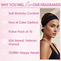 Styla Hair Headbands For Women Stretch Fashion Headbands 10 Pack Nonslip Head Wraps Great For Spa Sports Yoga Pilates Runni