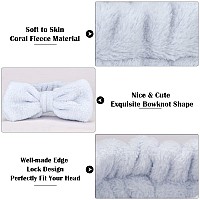 Ondder Spa Headband For Washing Face 8 Pack Blue Skincare Headbands For Women Girls Terry Cloth Cute Bow Head Bands For Makeup