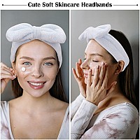 Ondder Spa Headband For Washing Face 8 Pack Blue Skincare Headbands For Women Girls Terry Cloth Cute Bow Head Bands For Makeup