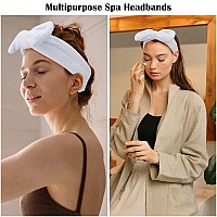 Ondder Spa Headband For Washing Face 8 Pack Blue Skincare Headbands For Women Girls Terry Cloth Cute Bow Head Bands For Makeup