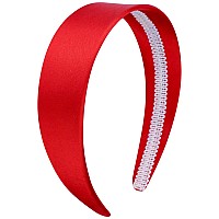 Wecoe Red Silk Satin 16 Inch Wide Nonslip Headband Solid Fashion Hair Accessory For Women Girls Diy Holidays Diademas Par