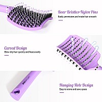 Hair Brushurtheone Detangling Hairbrush Boar Bristle Curved Vented Hair Brush For Women Men Kids Curly Thick Long Short Wet Or