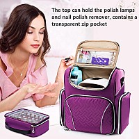 Elcupa Nail Polish Organizer Holds 48 Bottles And A Nail Lamp Nail Tech Storage Case Large Nail Polish Bag With 2 Removable Box