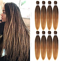 Pre Stretched Braiding Hair Ombre 36 Inch 8 Packs Synthetic Crochet Braids Hot Water Setting Professional Soft Yaki Texture Synthetic Hair Extensions(36 Inch 1B/30/27)