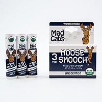 Mad Gabs Moose Smooch Unscented Lip Balm 3Pk Moisturizing And Certified Organic Lip Care Made With Organic Olive Oil And Be