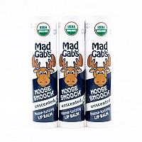 Mad Gabs Moose Smooch Unscented Lip Balm 3Pk Moisturizing And Certified Organic Lip Care Made With Organic Olive Oil And Be