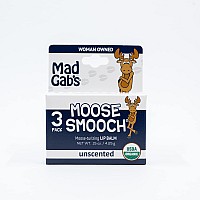 Mad Gabs Moose Smooch Unscented Lip Balm 3Pk Moisturizing And Certified Organic Lip Care Made With Organic Olive Oil And Be