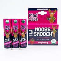 Mad Gabs Moose Smooch Raspberry Lip Balm 3Pk Moisturizing And Certified Organic Made With Organic Olive Oil And Beeswax