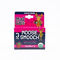 Mad Gabs Moose Smooch Raspberry Lip Balm 3Pk Moisturizing And Certified Organic Made With Organic Olive Oil And Beeswax