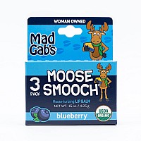 Mad Gabs Moose Smooch Blueberry Lip Balm 3Pk Moisturizing And Certified Organic Made With Organic Olive Oil And Beeswax