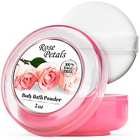 Rneu Body Powder For Women With Powder Puff 100 Talcfree Elegant Rose Petals Scented Dusting Powder After Bath For Soft Sk