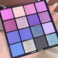 Yeweian Purple Blue Eyeshadow Palette 16 Colors Blue Purple Glitter Matte Eyeshadow Palette Korean Eyeshadow Palette Makeupwa