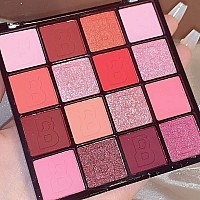 Yeweian Pink Red Eyeshadow Palette 16 Colors Pink Glitter Matte Eyeshadow Blush Palette Korean Eyeshadow Palette Makeup Water